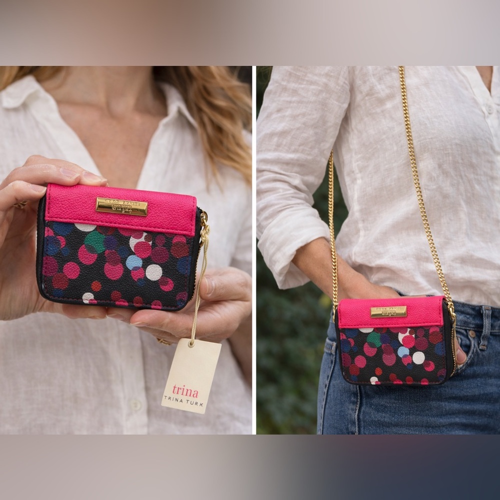 Trina Turk Pink Multicolor Polka Dot Wallet